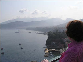 looking out from our Sorrento hotel